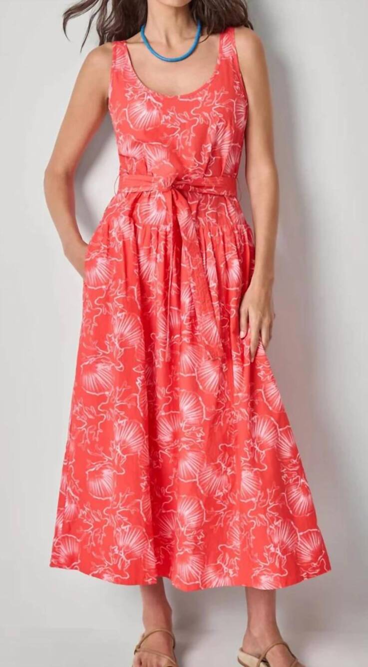 NEW LILLA P poplin yoke midi dress in zinnia